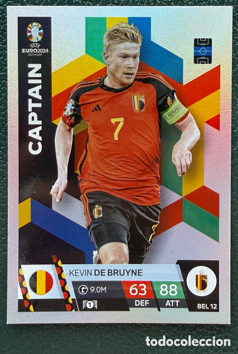 Cromos de Futebol: BEL 12 KEVIN DE BRUYNE BELGICA CAPTAIN FICHAS ALBUM TOPPS UEFA EURO 2024 MATCH ATTAX