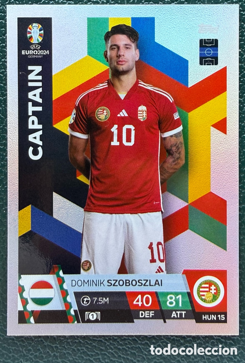 Cromos de Futebol: HUN 15 DOMINIK SZOBOSZLAI HUNGRIA CAPTAIN FICHAS ALBUM TOPPS UEFA EURO 2024 MATCH ATTAX