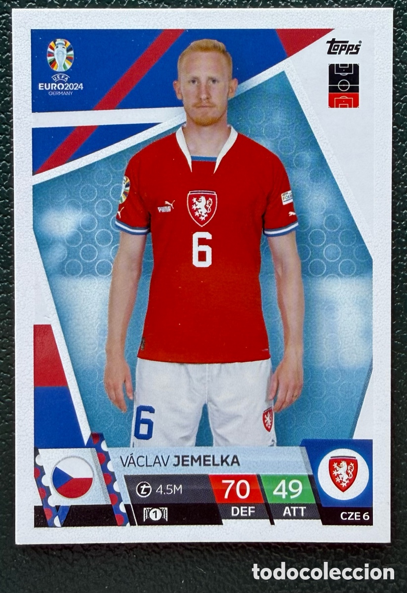 Cromos de Futebol: CZE 6 VACLAV JEMELKA REPUBLICA CHECA FICHAS ALBUM TOPPS UEFA EURO 2024 MATCH ATTAX
