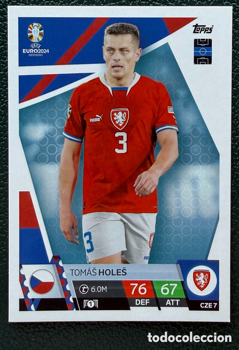 Cromos de F&uacute;tbol: CZE 7 TOMAS HOLES REPUBLICA CHECA FICHAS ALBUM TOPPS UEFA EURO 2024 MATCH ATTAX