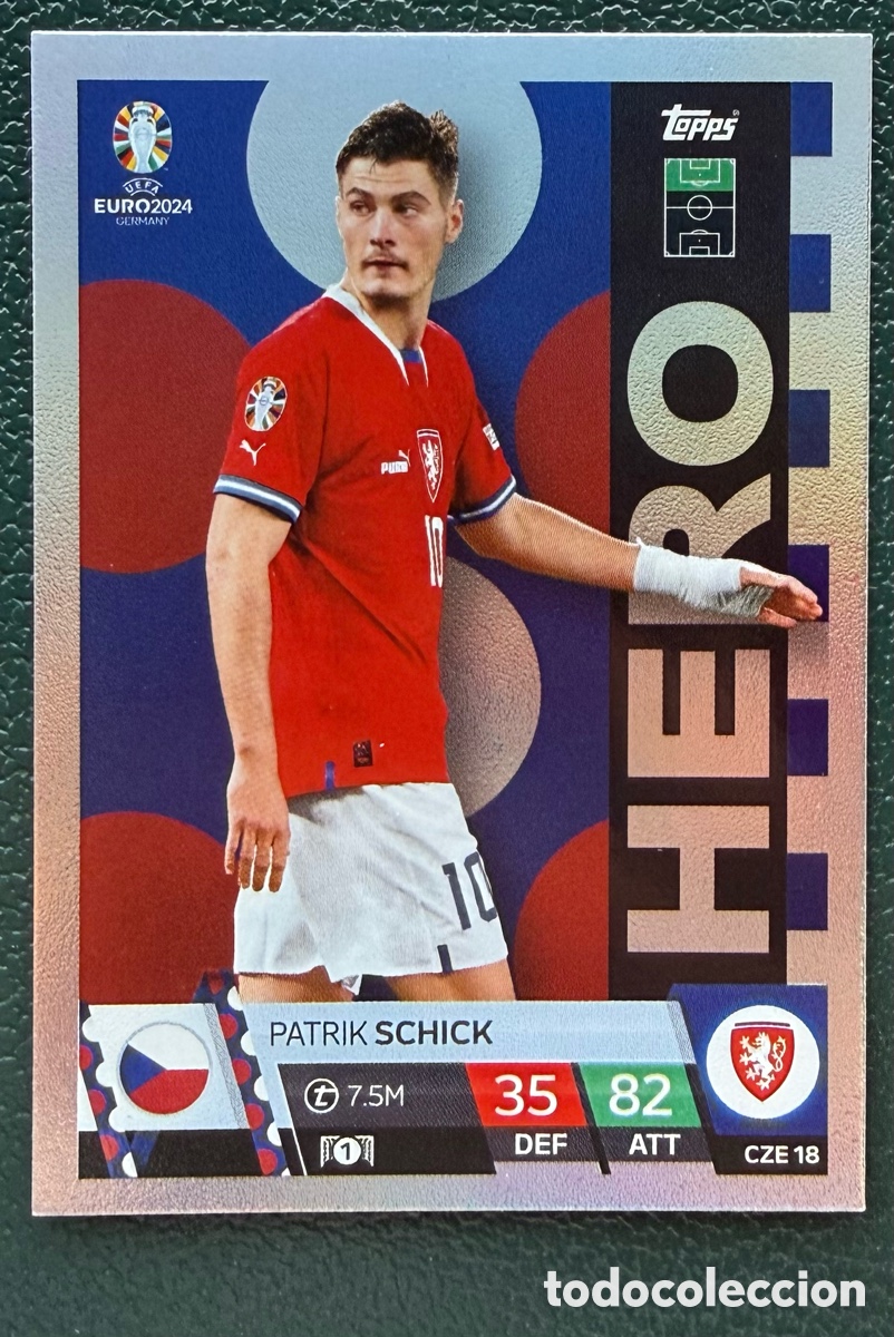 Cromos de F&uacute;tbol: CZE 18 PATRICK SCHICK REPUBLICA CHECA FICHAS ALBUM TOPPS UEFA EURO 2024 MATCH ATTAX