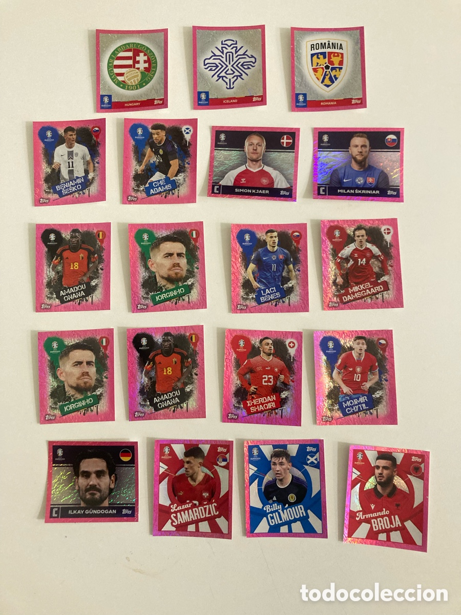 Cromos de F&uacute;tbol: Lote 19 paralelos rosa version Suiza-Parallel-Pink-Swiss-Euro 2024-Topps