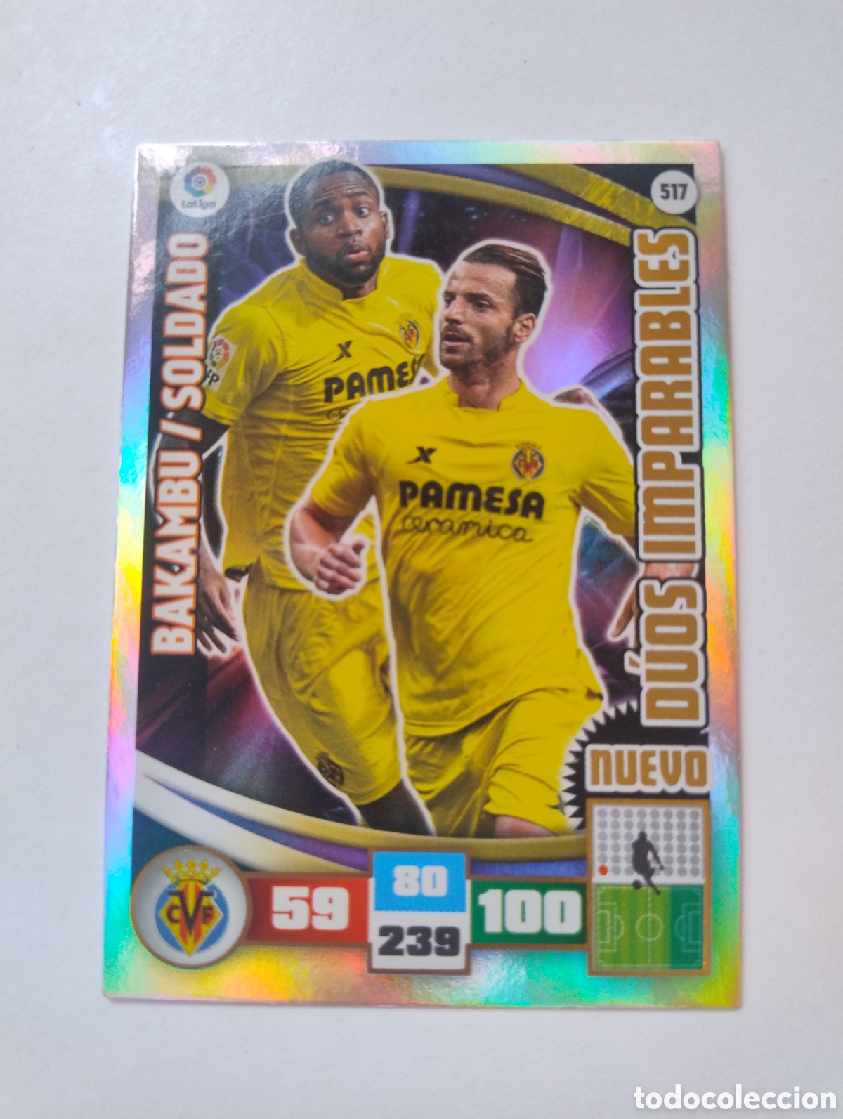 Figurine di Calcio: 517 - Soldado y Bakambu - Villarreal - Adrenalyn XL Liga 2015 - 2016 Nuevo D&uacute;os Imparables