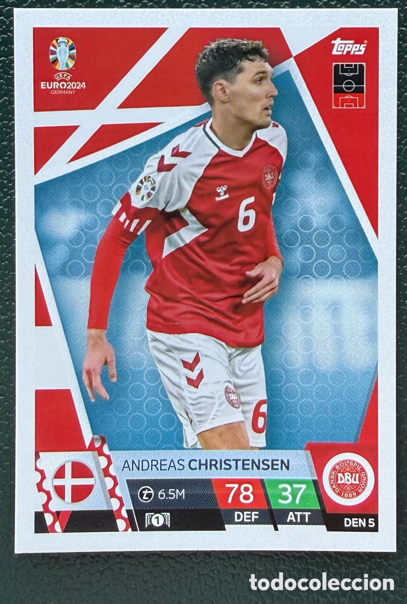 Cromos de Futebol: DEN 5 ANDREAS CHRISTENSEN DINAMARCA FICHAS ALBUM TOPPS UEFA EURO 2024 MATCH ATTAX