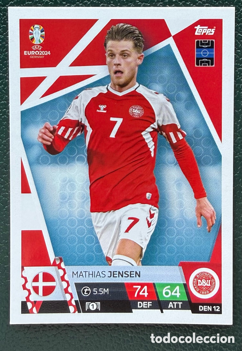 Cromos de Futebol: DEN 12 MATHIAS JENSEN DINAMARCA FICHAS ALBUM TOPPS UEFA EURO 2024 MATCH ATTAX
