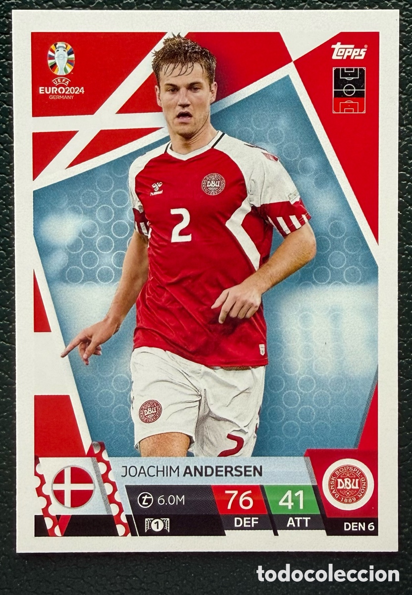 Cartes &agrave; collectionner de Football: DEN 6 JOACHIM ANDERSEN DINAMARCA FICHAS ALBUM TOPPS UEFA EURO 2024 MATCH ATTAX