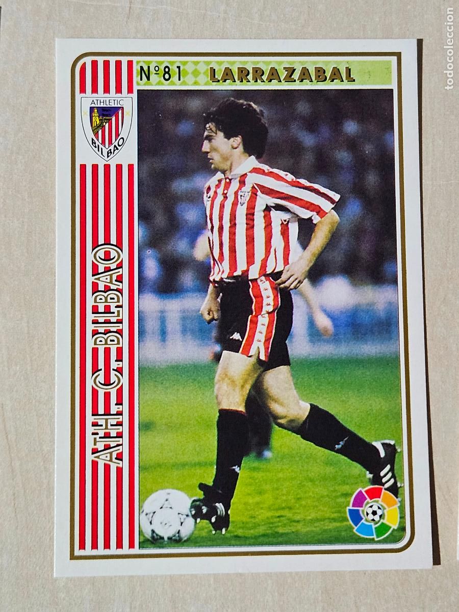 Cromos de F&uacute;tbol: N&ordm; 81 LARRAZABAL - LAS FICHA DE LA LIGA MUNDICROMO 94 95 - ATHLETIC DE BILBAO