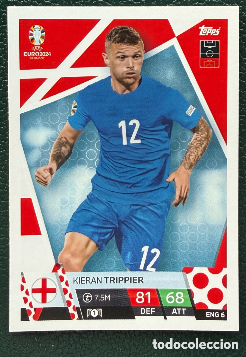 Fu&szlig;ball-Sticker: ENG 6 KIERAN TRIPPIER INGLATERRA FICHAS ALBUM TOPPS UEFA EURO 2024 MATCH ATTAX