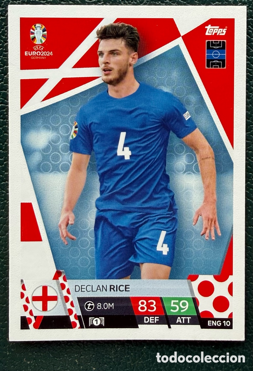Cromos de Futebol: ENG 10 DECLAN RICE INGLATERRA FICHAS ALBUM TOPPS UEFA EURO 2024 MATCH ATTAX