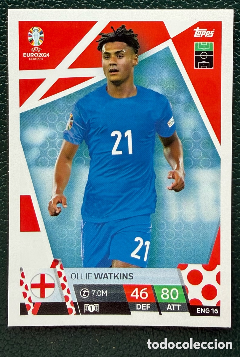 Cromos de Futebol: ENG 16 OLLIE WATKINS INGLATERRA FICHAS ALBUM TOPPS UEFA EURO 2024 MATCH ATTAX