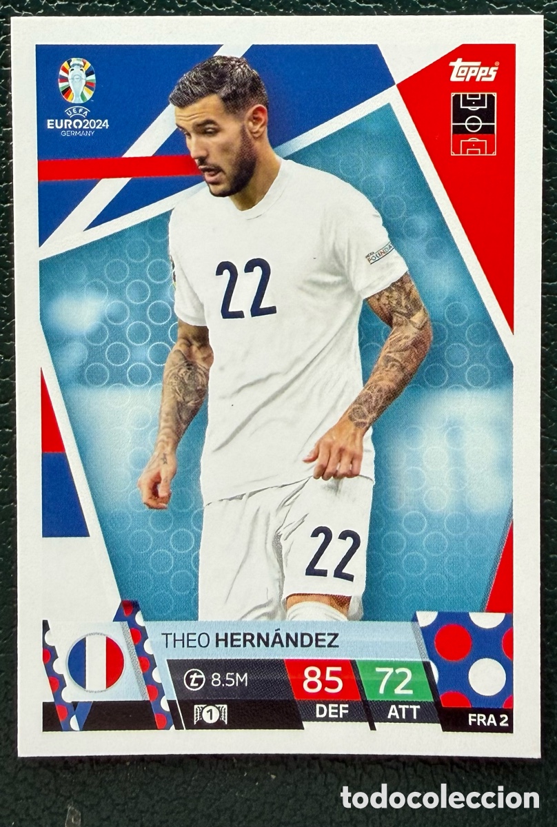 Football Stickers: FRA 2 THEO HERNANDEZ FRANCIA FICHAS ALBUM TOPPS UEFA EURO 2024 MATCH ATTAX