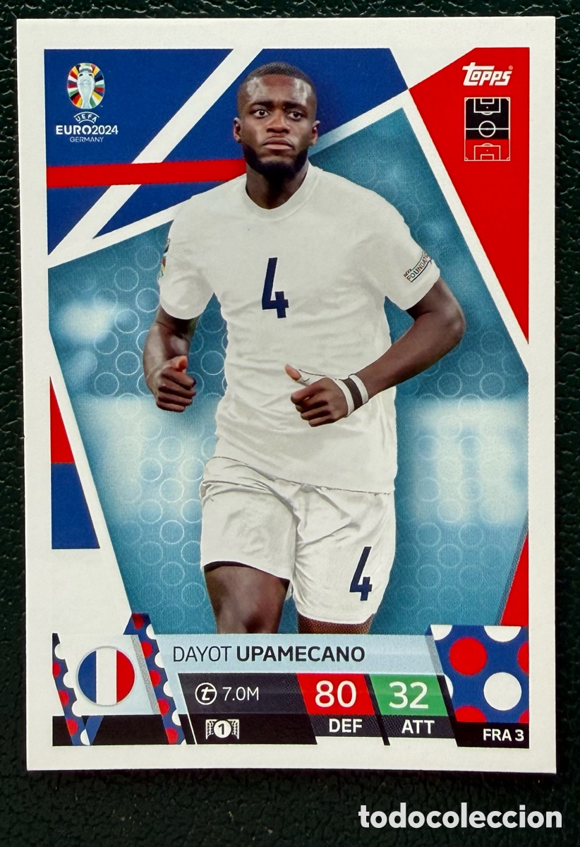 Football Stickers: FRA 3 DAYOT UPAMECANO FRANCIA FICHAS ALBUM TOPPS UEFA EURO 2024 MATCH ATTAX