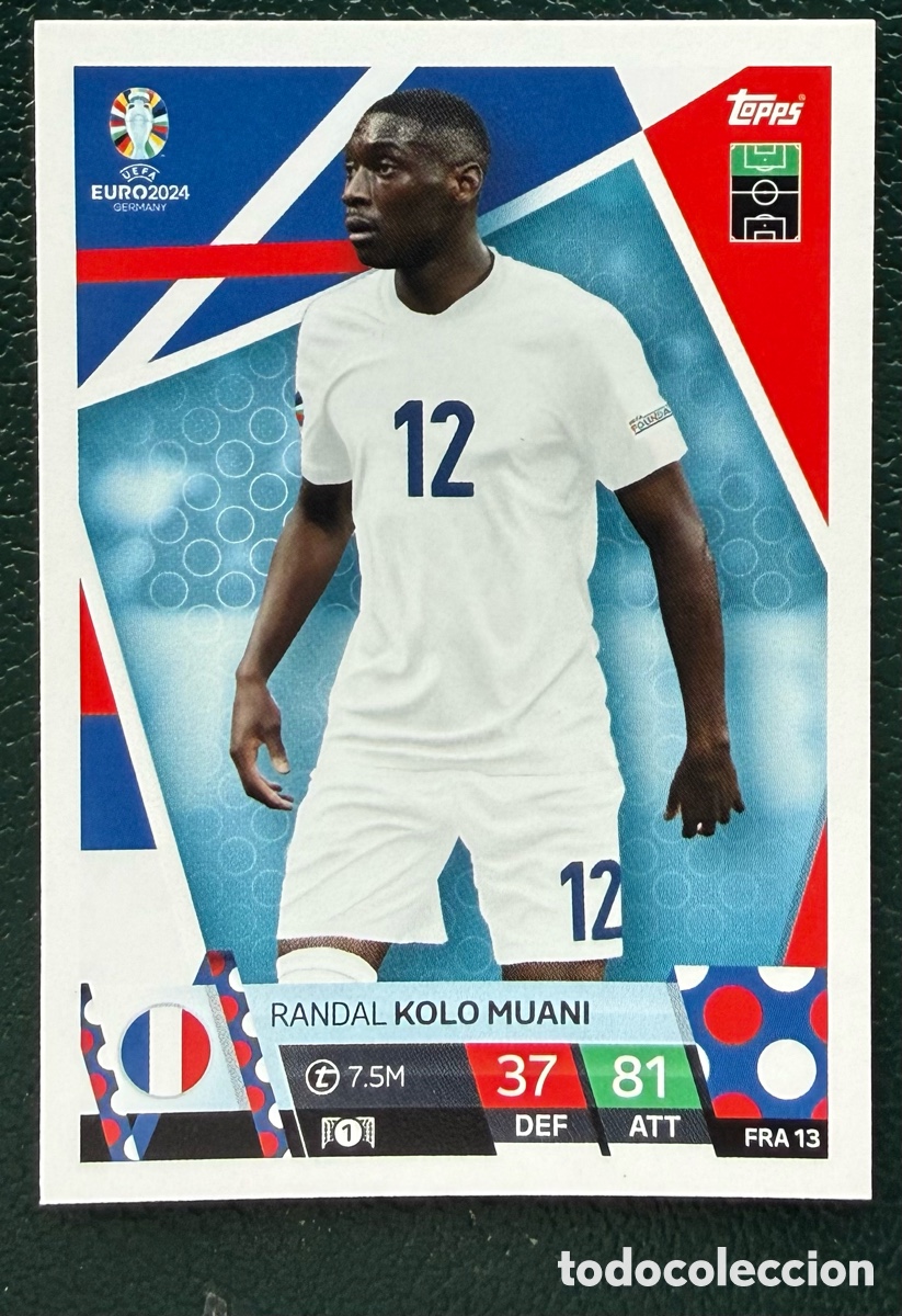 Cartes &agrave; collectionner de Football: FRA 13 RANDAL KOLO MUANI FRANCIA FICHAS ALBUM TOPPS UEFA EURO 2024 MATCH ATTAX