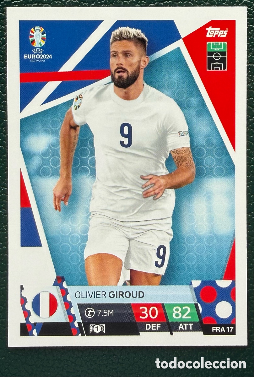 Cromos de F&uacute;tbol: FRA 17 OLIVIER GIROUD FRANCIA FICHAS ALBUM TOPPS UEFA EURO 2024 MATCH ATTAX