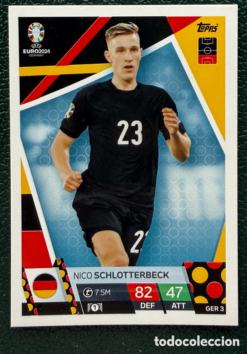 Cromos de Futebol: GER 3 NICO SCHLOTTERBECK ALEMANIA FICHAS ALBUM TOPPS UEFA EURO 2024 MATCH ATTAX