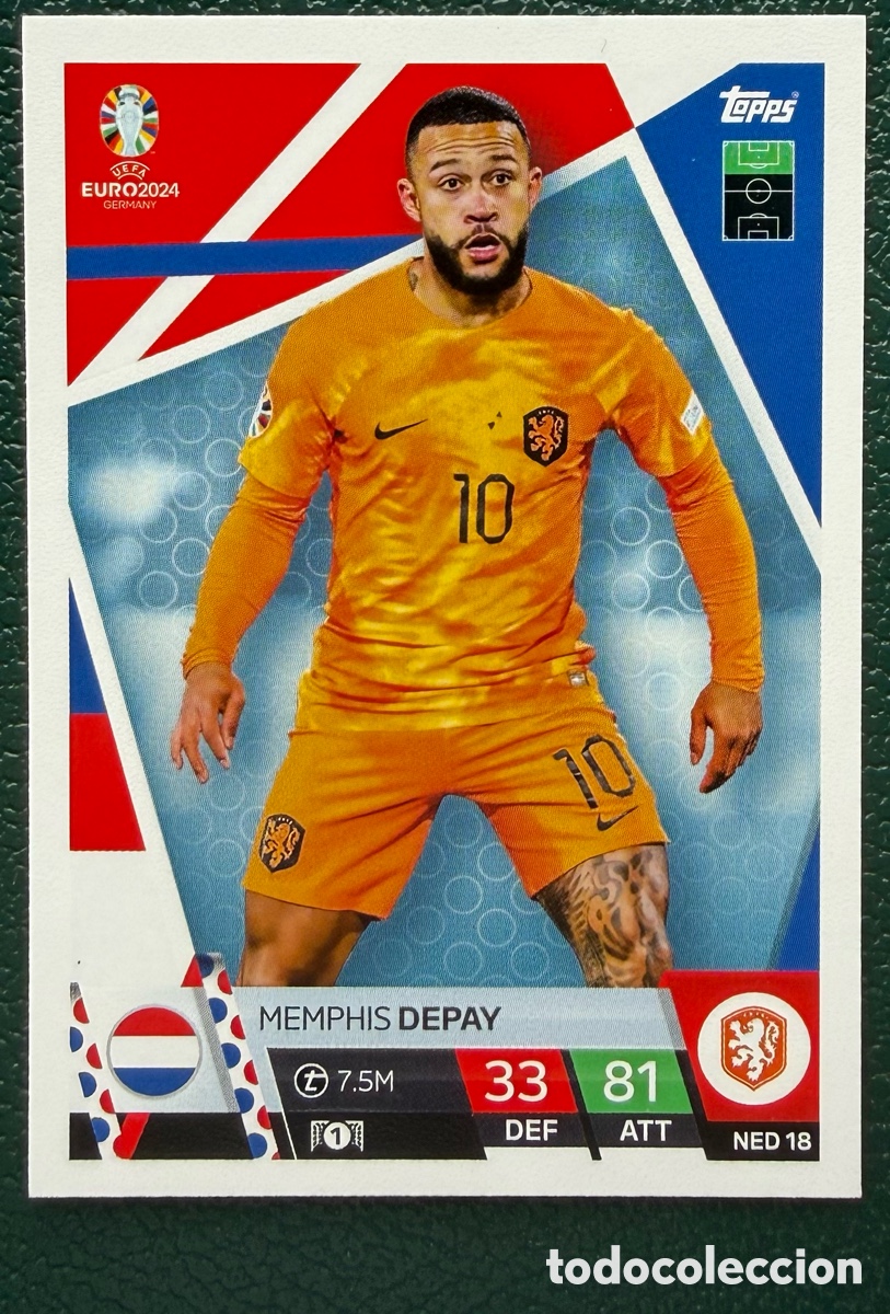 Figurine di Calcio: NED 18 MEMPHIS DEPAY HOLANDA PAISES BAJOS FICHAS ALBUM TOPPS UEFA EURO 2024 MATCH ATTAX