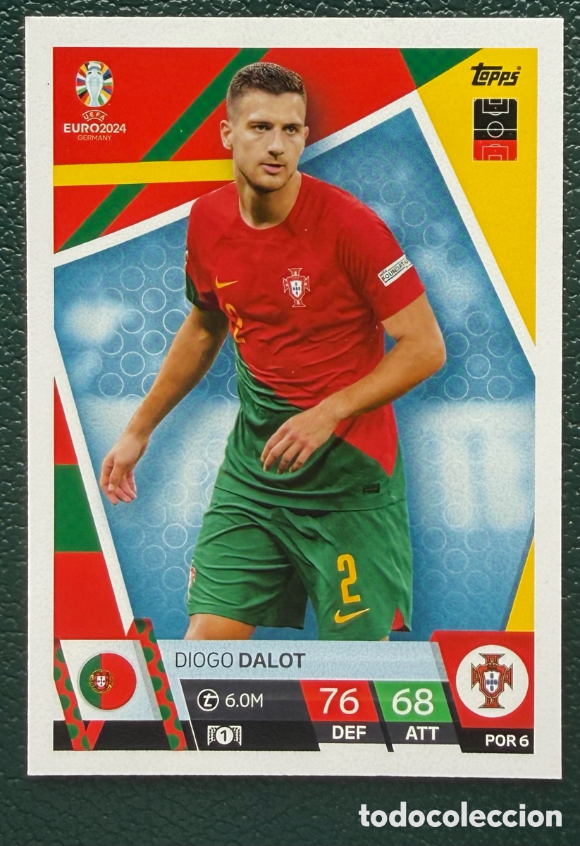 Cromos de F&uacute;tbol: POR 6 DIOGO DALOT PORTUGAL FICHAS ALBUM TOPPS UEFA EURO 2024 MATCH ATTAX