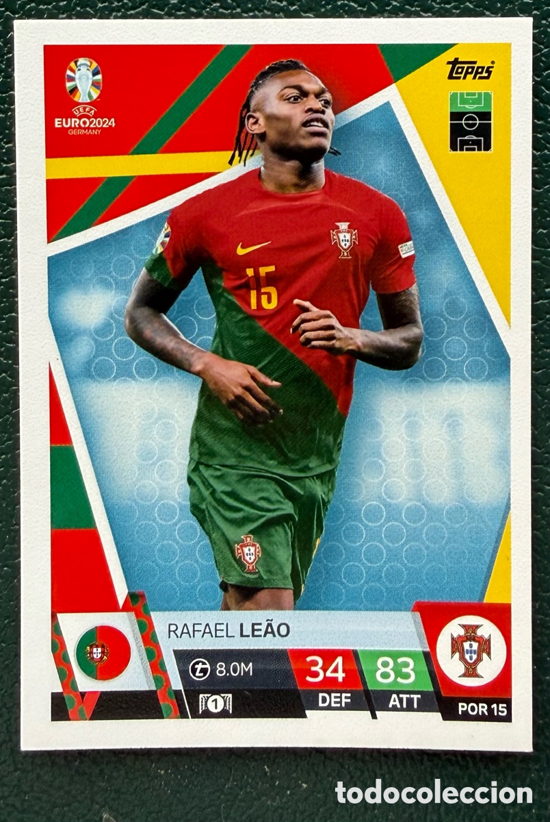 Cromos de F&uacute;tbol: POR 15 RAFAEL LEAO PORTUGAL FICHAS ALBUM TOPPS UEFA EURO 2024 MATCH ATTAX