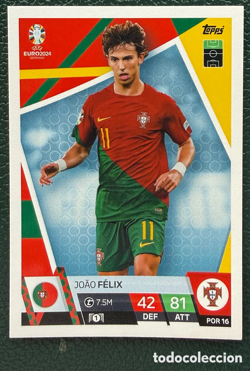 Cromos de F&uacute;tbol: POR 16 JOAO FELIX PORTUGAL FICHAS ALBUM TOPPS UEFA EURO 2024 MATCH ATTAX