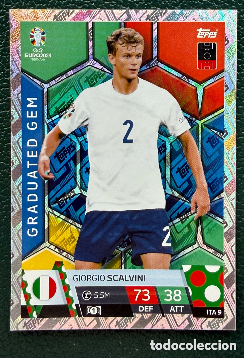 Cartes &agrave; collectionner de Football: ITA 9 GIORGIO SCALVINI ITALIA GRADUATED GEM FICHAS ALBUM TOPPS UEFA EURO 2024 MATCH ATTAX