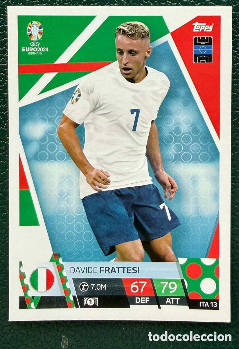 Cartes &agrave; collectionner de Football: ITA 13 DAVIDE FRATTESI ITALIA FICHAS ALBUM TOPPS UEFA EURO 2024 MATCH ATTAX