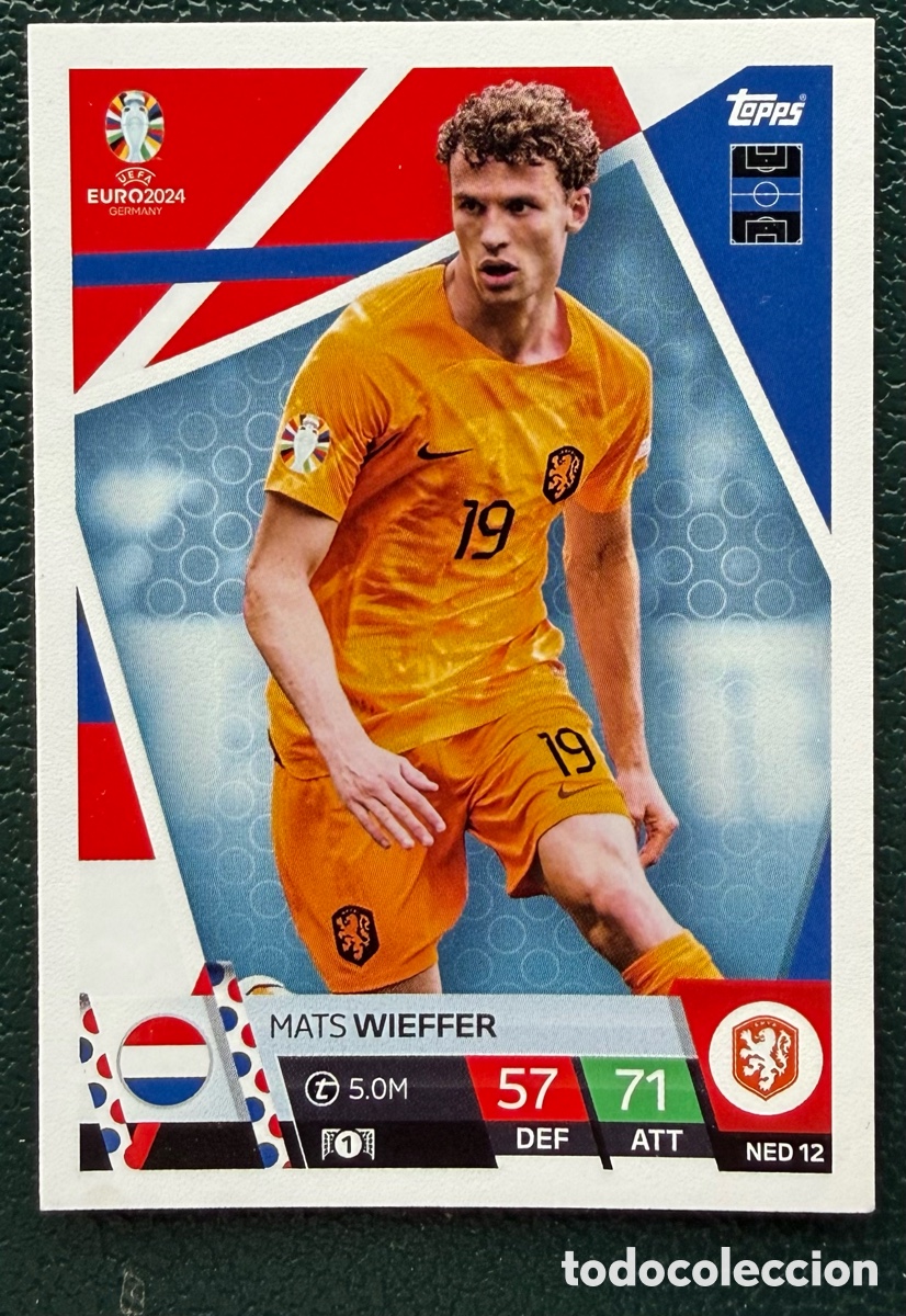 Figurine di Calcio: NED 12 MATS WIEFFER HOLANDA PAISES BAJOS FICHAS ALBUM TOPPS UEFA EURO 2024 MATCH ATTAX