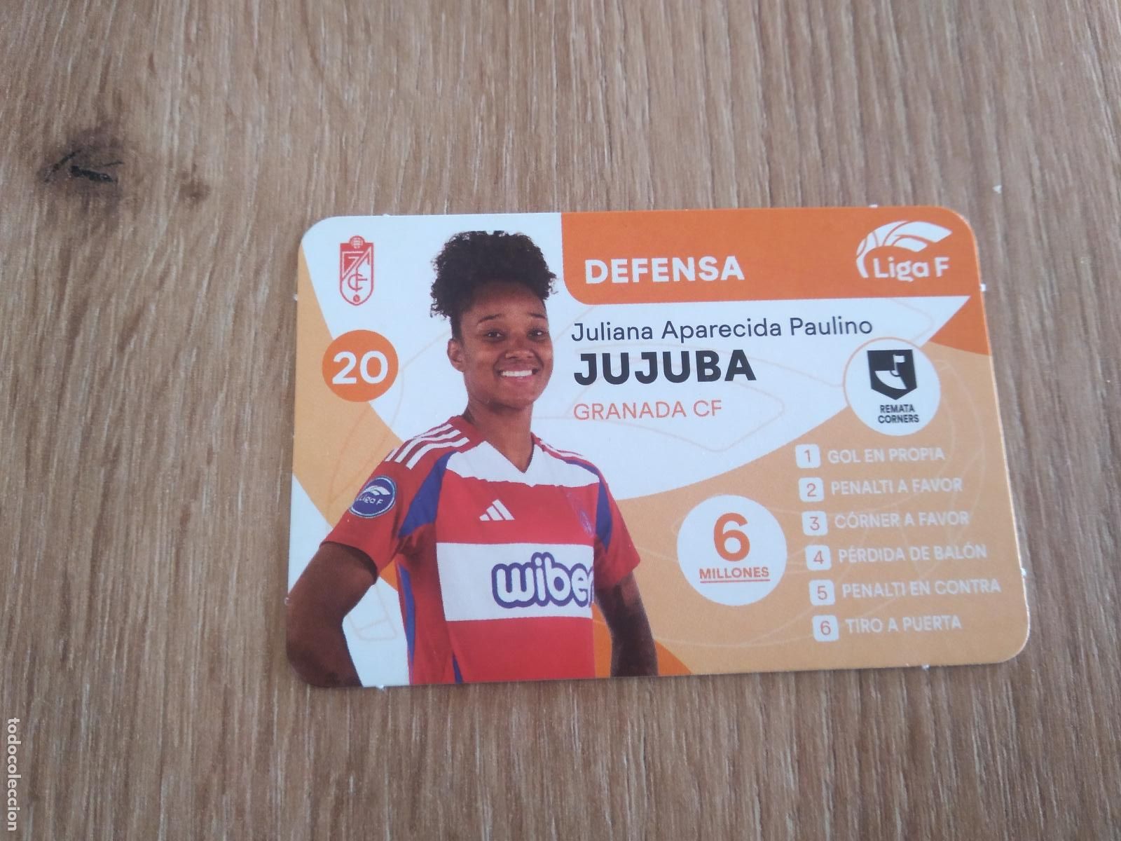 Cromos de F&uacute;tbol: JULIANA APARECIDA JUJUBA GRANADA CROMO TARJETA FUTBOL FEMENINO 24-25 JUEGO DE LA LIGA F 2024-2025
