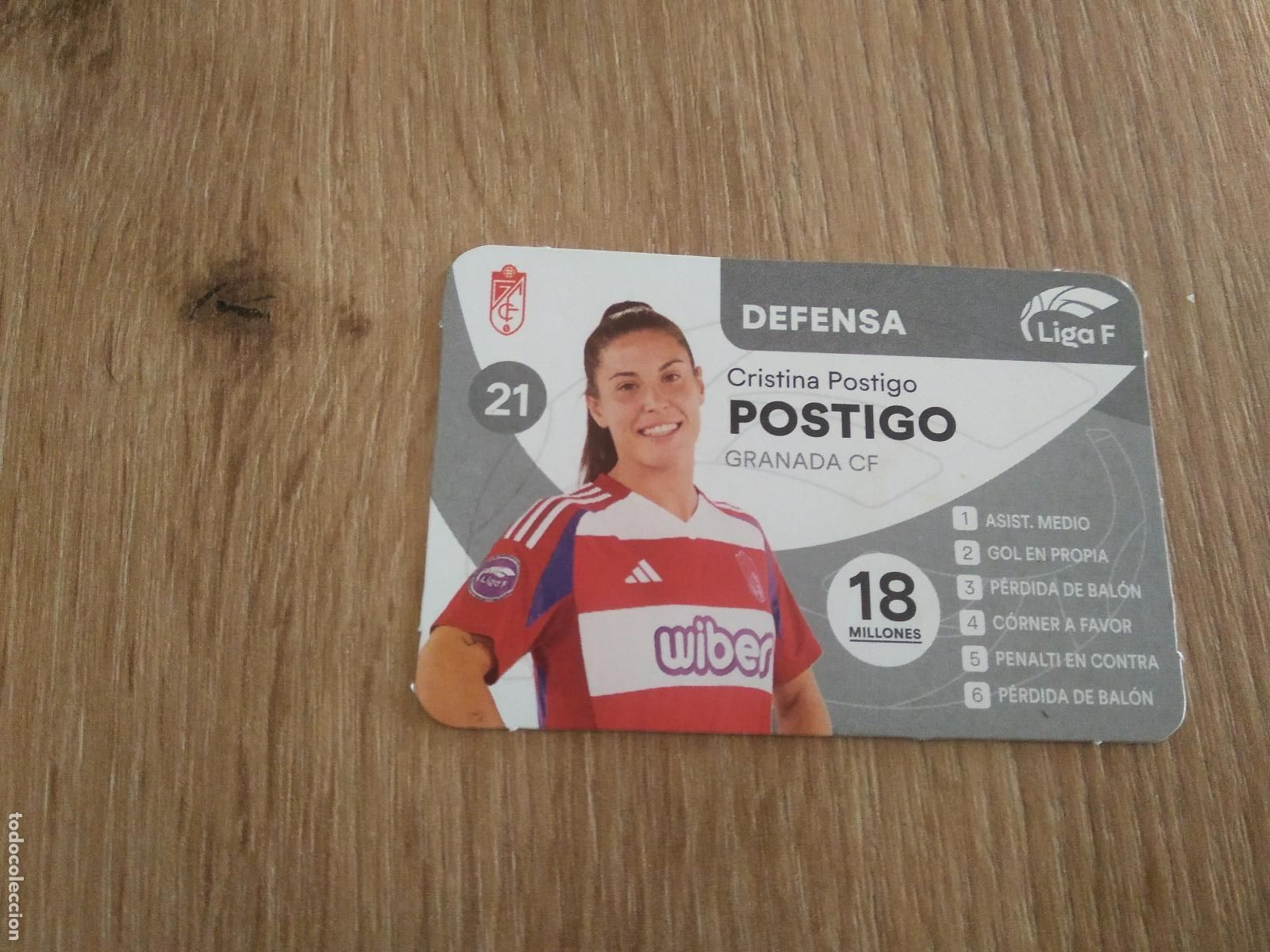 Cromos de F&uacute;tbol: CRISTINA POSTIGO GRANADA CROMO TARJETA FUTBOL FEMENINO 24-25 JUEGO DE LA LIGA F 2024-2025