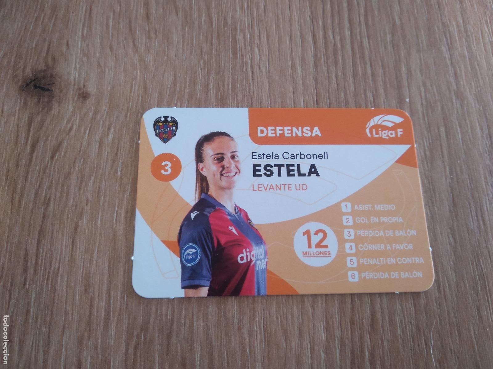 Cromos de F&uacute;tbol: ESTELA CARBONELL LEVANTE CROMO TARJETA FUTBOL FEMENINO 24-25 JUEGO DE LA LIGA F 2024-2025