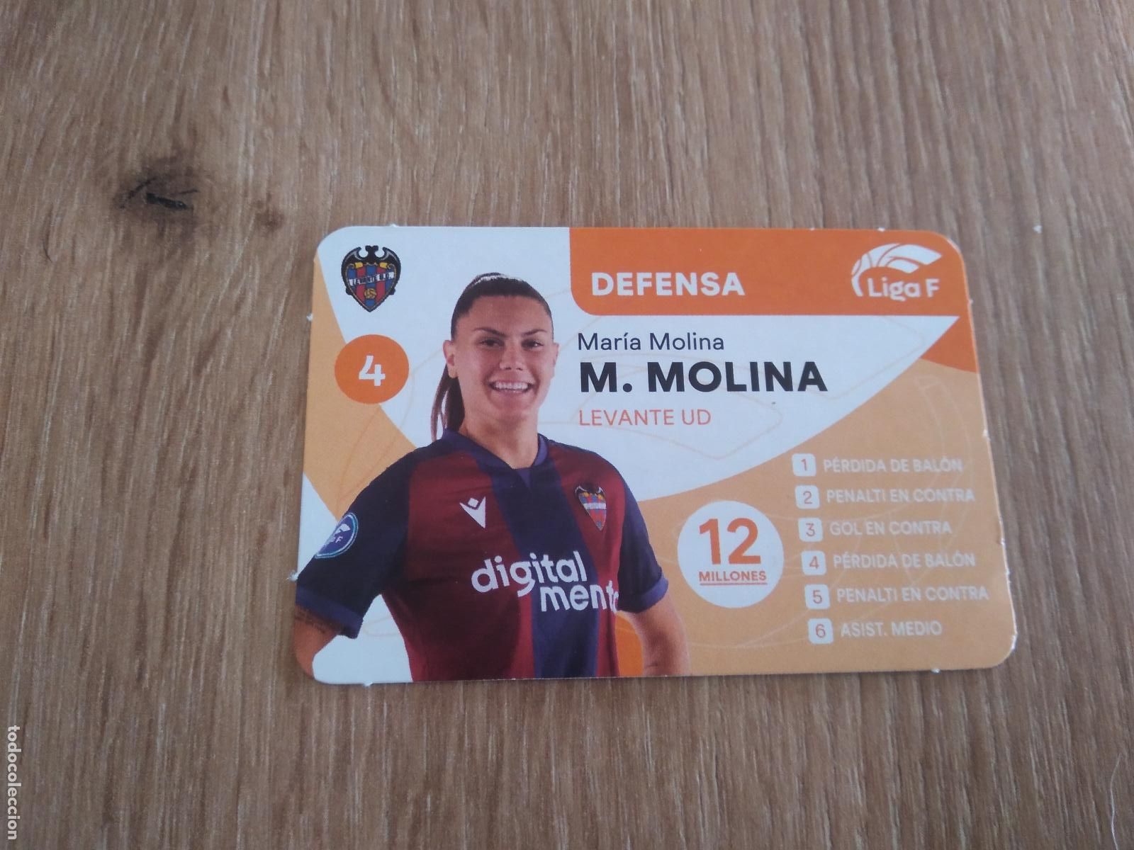 Cromos de F&uacute;tbol: MARIA MOLINA LEVANTE CROMO TARJETA FUTBOL FEMENINO 24-25 JUEGO DE LA LIGA F 2024-2025