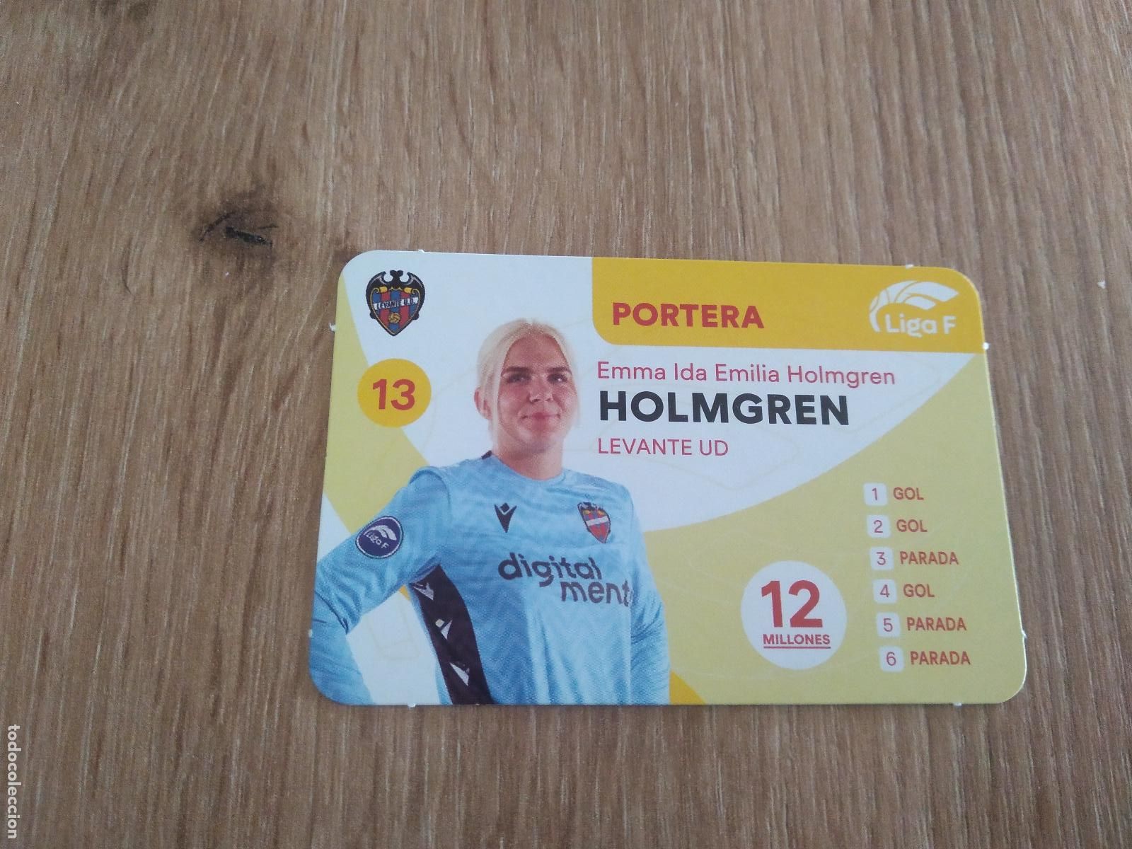 Cromos de F&uacute;tbol: EMMA HOLMGREN LEVANTE CROMO TARJETA FUTBOL FEMENINO 24-25 JUEGO DE LA LIGA F 2024-2025