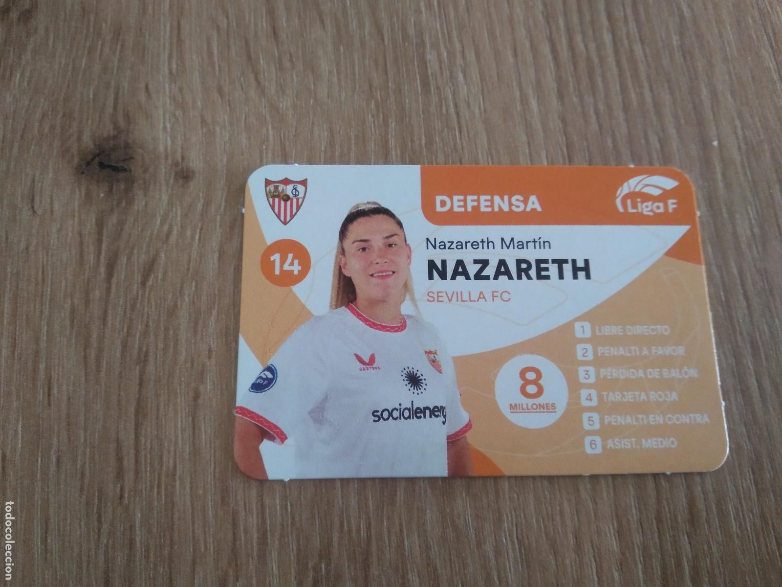 Cromos de F&uacute;tbol: NAZARETH MARTIN SEVILLA CROMO TARJETA FUTBOL FEMENINO 24-25 JUEGO DE LA LIGA F 2024-2025