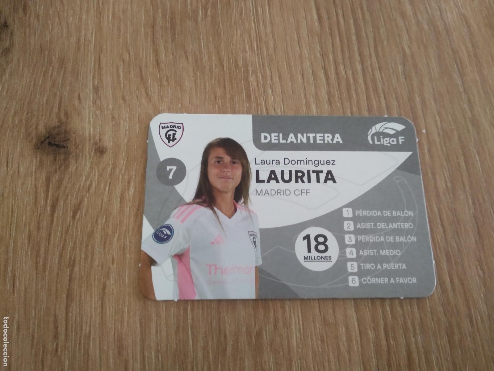 Fu&szlig;ball-Sticker: LAURA DOMINGUEZ LAURITA MADRID CFF CROMO TARJETA FUTBOL FEMENINO 24-25 JUEGO DE LA LIGA F 2024-2025