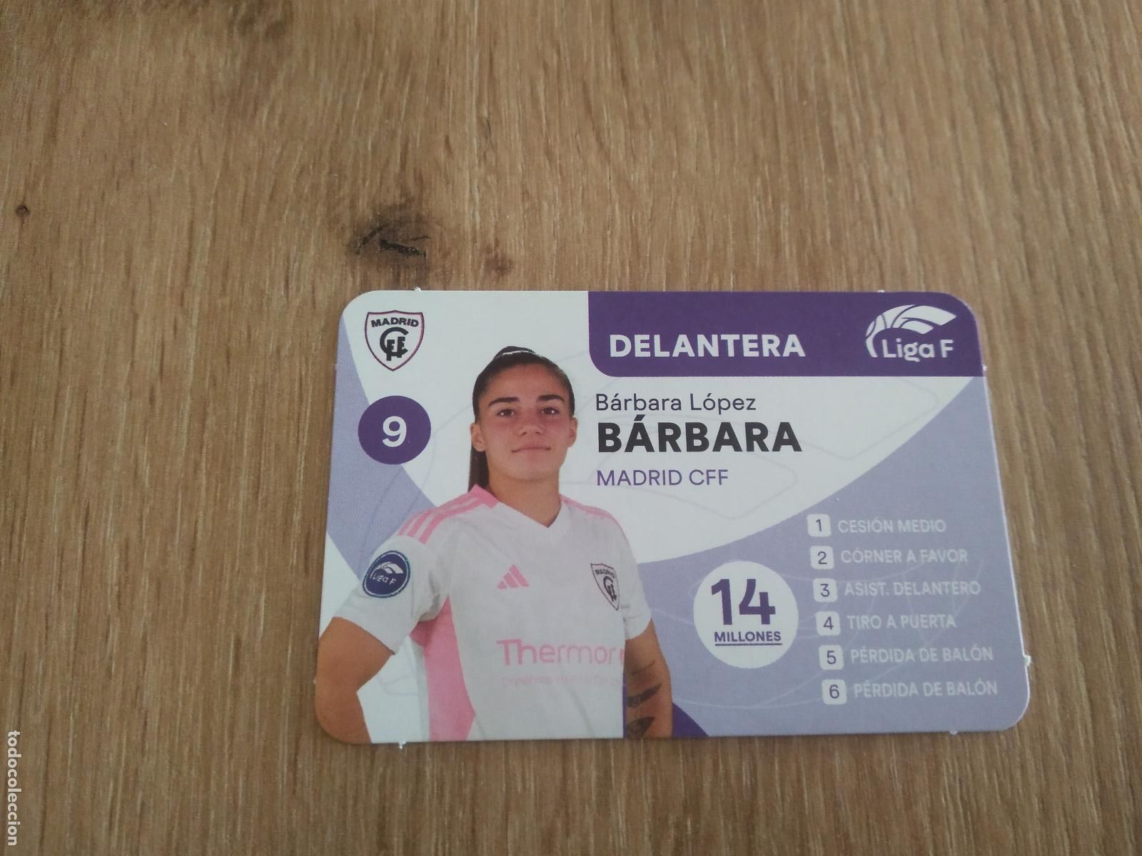 Cromos de F&uacute;tbol: BARBARA LOPEZ MADRID CFF CROMO TARJETA FUTBOL FEMENINO 24-25 JUEGO DE LA LIGA F 2024-2025