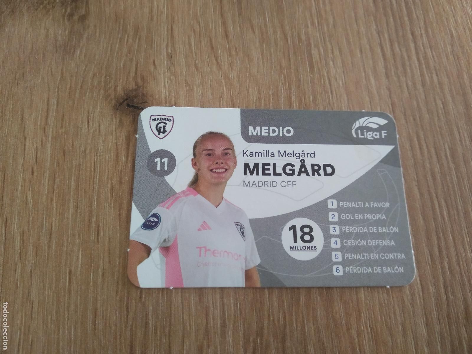 Fu&szlig;ball-Sticker: KAMILLA MELGARD MADRID CFF CROMO TARJETA FUTBOL FEMENINO 24-25 JUEGO DE LA LIGA F 2024-2025