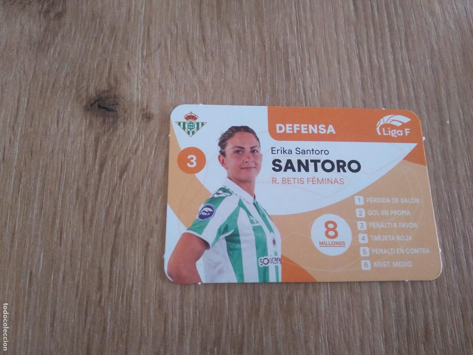 Cromos de F&uacute;tbol: ERIKA SANTORO BETIS CROMO TARJETA FUTBOL FEMENINO 24-25 JUEGO DE LA LIGA F 2024-2025