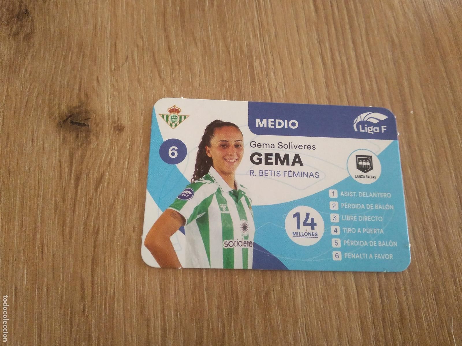 Cromos de F&uacute;tbol: GEMA SOLIVERES BETIS CROMO TARJETA FUTBOL FEMENINO 24-25 JUEGO DE LA LIGA F 2024-2025