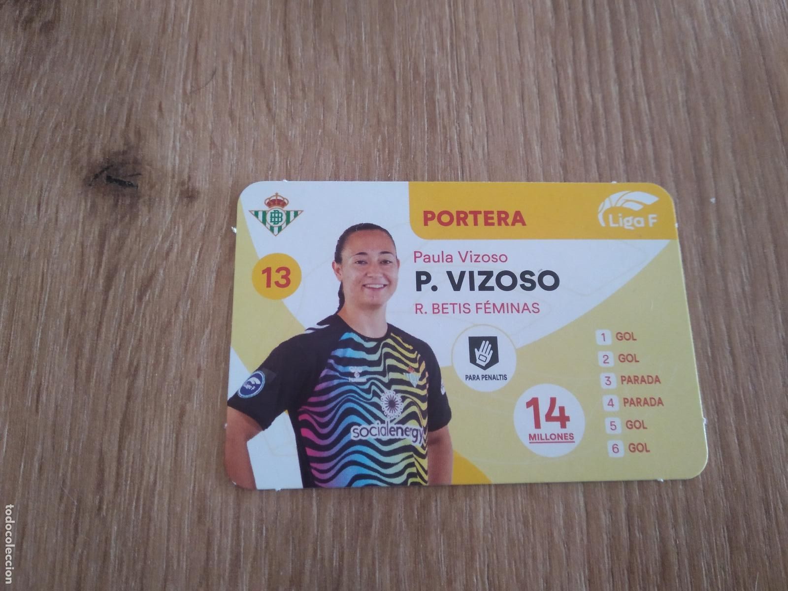 Cromos de F&uacute;tbol: PAULA VIZOSO BETIS CROMO TARJETA FUTBOL FEMENINO 24-25 JUEGO DE LA LIGA F 2024-2025