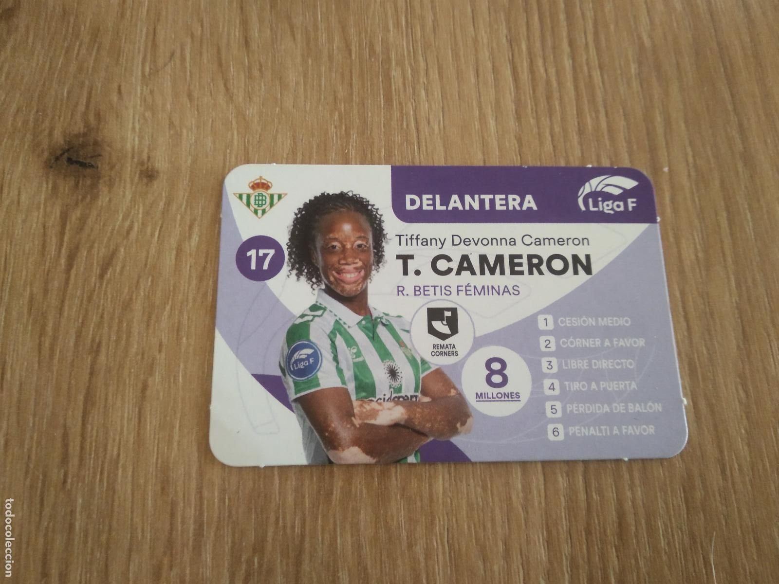 Cromos de F&uacute;tbol: TIFFANY CAMERON BETIS CROMO TARJETA FUTBOL FEMENINO 24-25 JUEGO DE LA LIGA F 2024-2025
