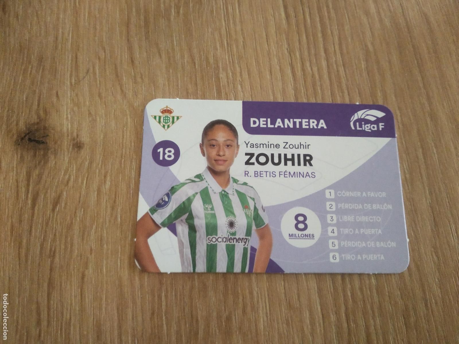 Cromos de F&uacute;tbol: YASMINE ZOUHIR BETIS CROMO TARJETA FUTBOL FEMENINO 24-25 JUEGO DE LA LIGA F 2024-2025