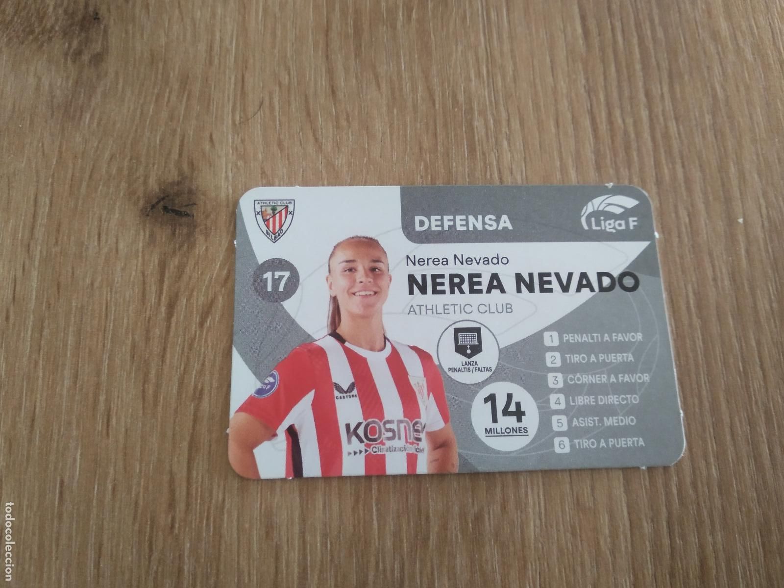 Cromos de F&uacute;tbol: NEREA NEVADO ATHLETIC CLUB BILBAO CROMO FUTBOL FEMENINO 24-25 JUEGO DE LA LIGA F 2024-2025