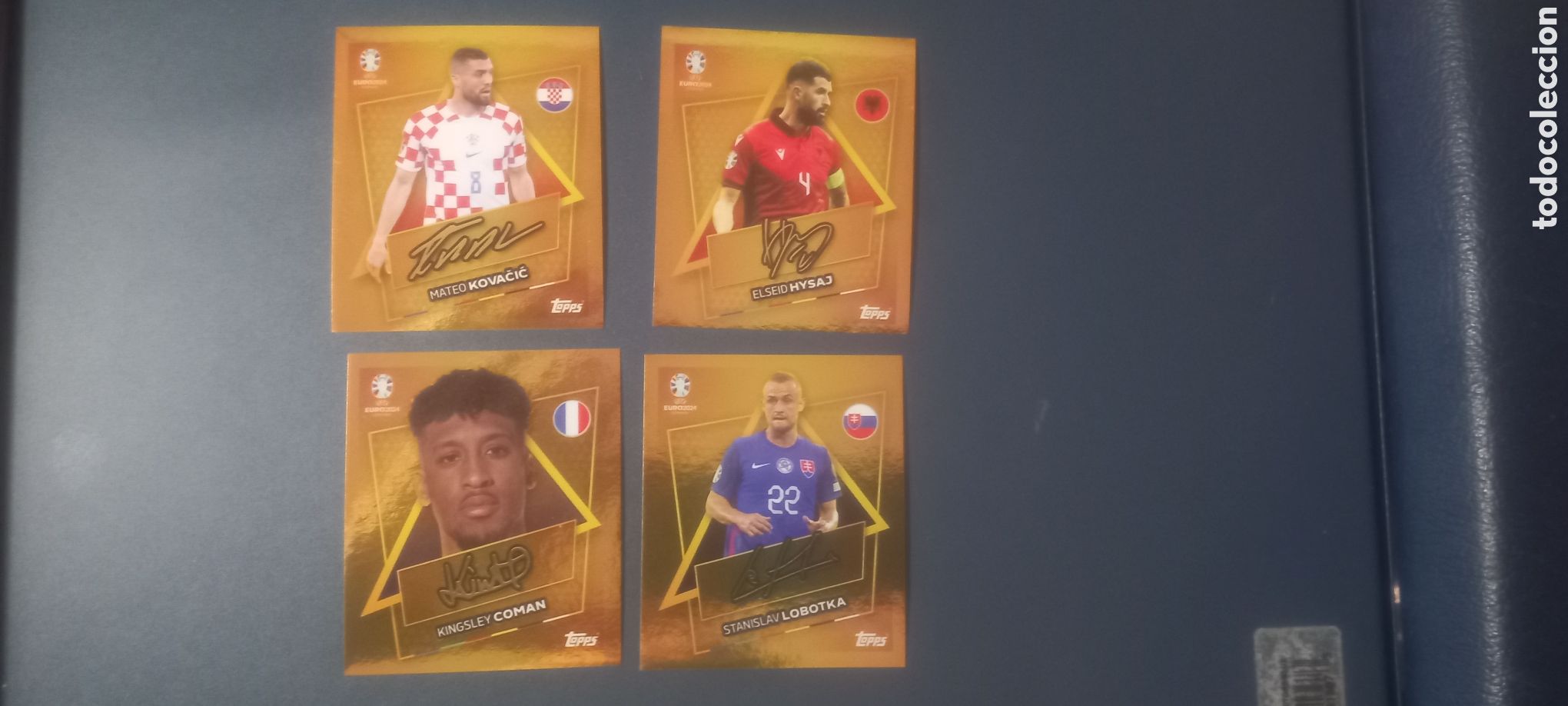 Cromos de F&uacute;tbol: Lote 4 cromos EURO 2024 GOLD SIGNATURE
