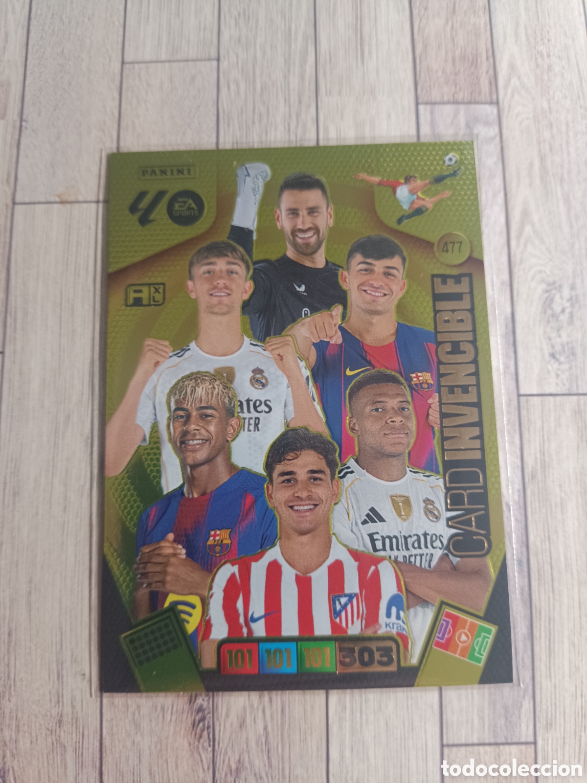 Cromos de F&uacute;tbol: 477 INVENCIBLE HUIJSEN PEDRI LAMINE YAMAL MBAPP&Eacute; &Aacute;LVAREZ ADRENALYN XL 2025 2026 PANINI 25 26