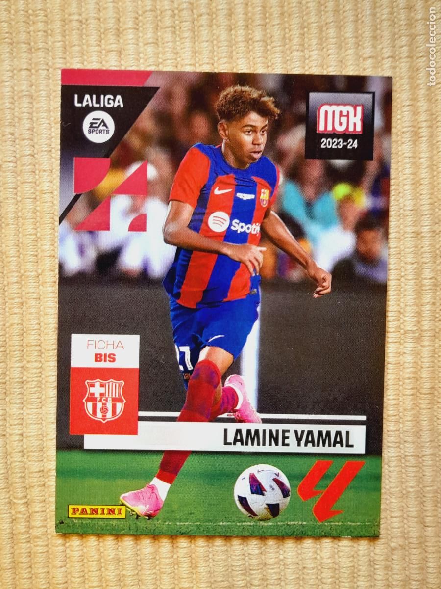 Football Stickers: CARD 108 BIS LAMINE YAMAL (FICHA BIS) FC BARCELONA LIGA 23-24 2023 2024 MEGACRACKS. MGK