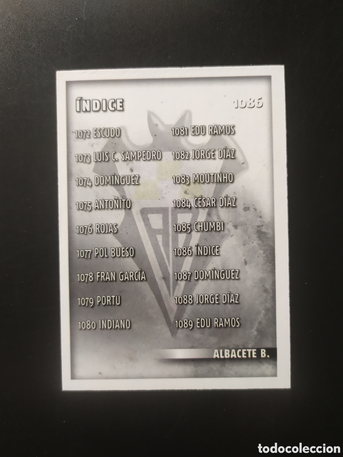 Cromos de F&uacute;tbol: Mundicromo fichas Liga 2014 2015 14 15 indice n&deg; 1086 Albacete