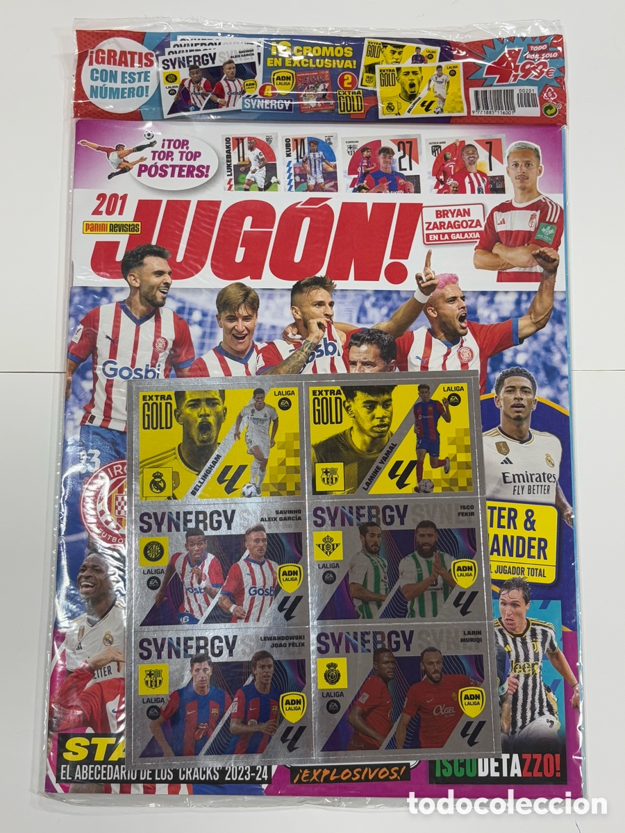 Football Stickers: Revista JUGON N&ordm; 201 Extra Gold Lamine Yamal Rookie PSA 10? Liga Este 2023-24