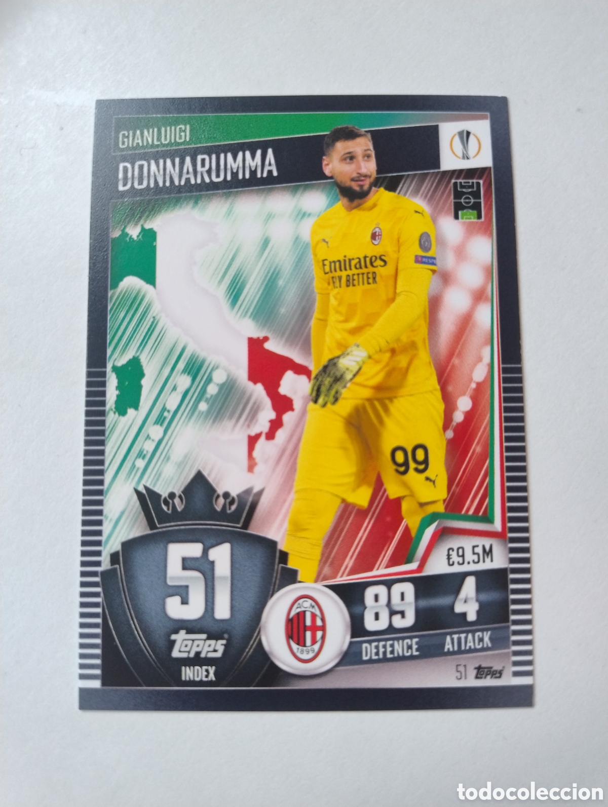 Cromos de F&uacute;tbol: 51 - Donnarumma - Mil&aacute;n - Topps Match Attax 101 2020 - 2021