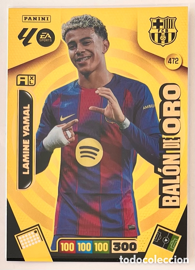 Cromos de F&uacute;tbol: 472 LAMINE YAMAL BAL&Oacute;N DE ORO ADRENALYN 25 26 2025 2026 FC BARCELONA