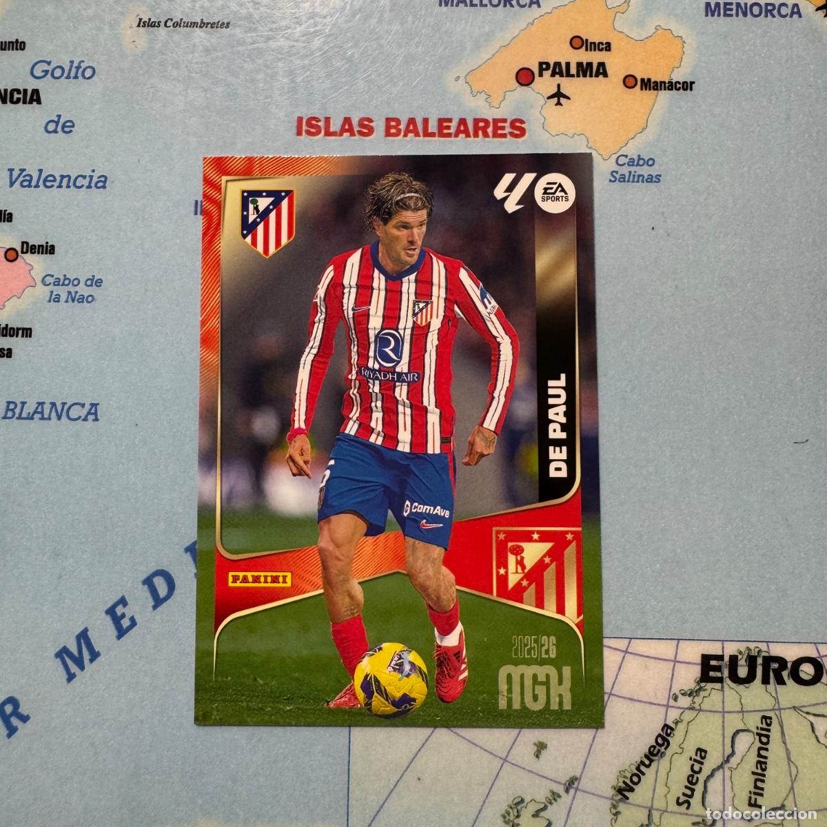 Cromos de F&uacute;tbol: De Pa&uacute;l n&uacute;mero 64 del Atl&eacute;tico de Madrid megacracks 25-26 2025-2026