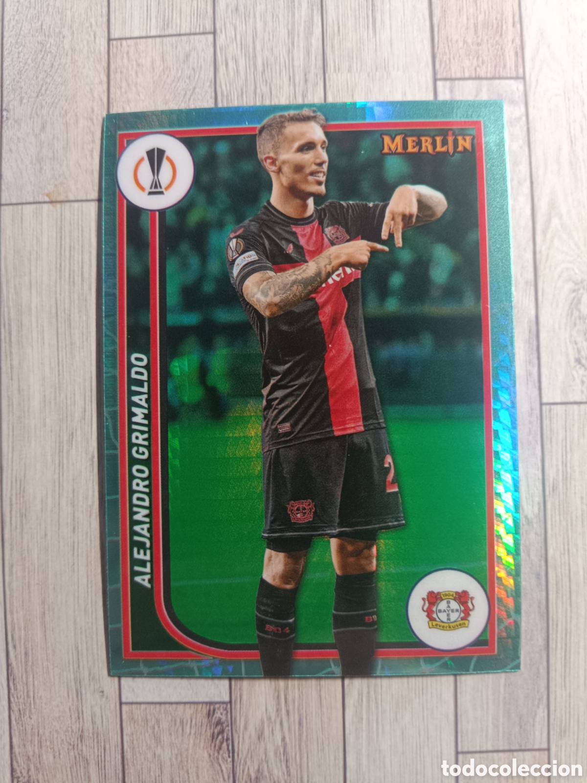 Figurine di Calcio: 145 GRIMALDO AQUA PRISM BAYER LEVERKUSEN MERLIN CHROME 2023 2024 TOPPS 23 24
